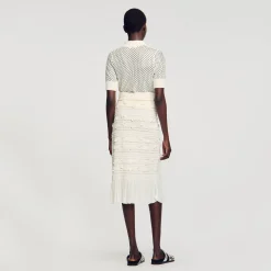 Sandro Paris Conjuntos<Falda Midi De Punto Calado