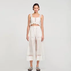 Sandro Paris Faldas & Shorts<Falda Pantalon Larga De Mezcla De Lino