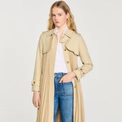 Sandro Paris Abrigos<Gabardina Plisada Con Cinturon