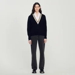 Sandro Paris Jerseys & Cárdigans<Jersey Con Cuello En V En Contraste
