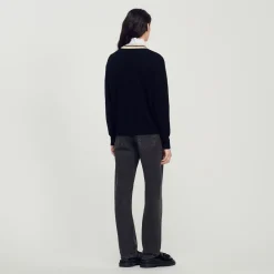 Sandro Paris Jerseys & Cárdigans<Jersey Con Cuello En V En Contraste