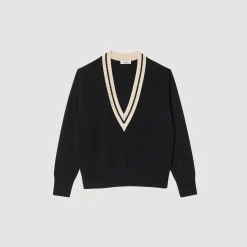 Sandro Paris Jerseys & Cárdigans<Jersey Con Cuello En V En Contraste