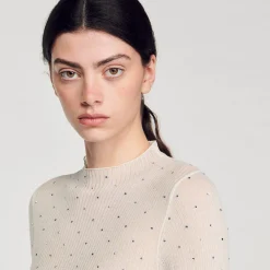 Sandro Paris Jerseys & Cárdigans<Jersey Transparente Con Strass