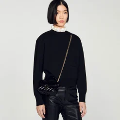 Sandro Paris Bolsos De Hombro<Minibolso Yza De Cuero Liso