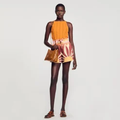 Sandro Paris Conjuntos<Pantalon Corto Satinado Estampado