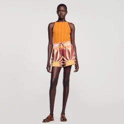 Sandro Paris Conjuntos<Pantalon Corto Satinado Estampado