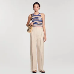 Sandro Paris Trajes<Pantalon Fluido Y Ancho A Rayas