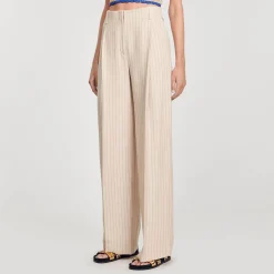 Sandro Paris Trajes<Pantalon Fluido Y Ancho A Rayas