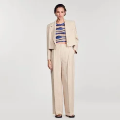 Sandro Paris Trajes<Pantalon Fluido Y Ancho A Rayas