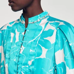 Sandro Paris Vestidos<Robe Longue Fluide A Imprime Fleuri