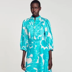 Sandro Paris Vestidos<Robe Longue Fluide A Imprime Fleuri