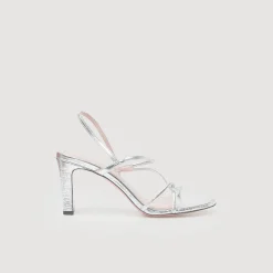 Sandro Paris Sandalias De Tacón<Sandalias De Piel Metalizada