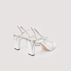 Sandro Paris Sandalias De Tacón<Sandalias De Piel Metalizada