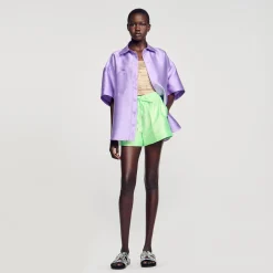 Sandro Paris Conjuntos<Short Ancho Satinado