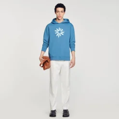 Sandro Paris Sudaderas & Jogging<Sudadera Con Capucha De Algodon Con Flor