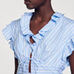 Sandro Paris Conjuntos<Top Corto A Rayas Con Volantes