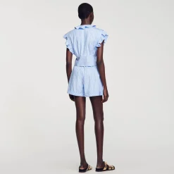 Sandro Paris Conjuntos<Top Corto A Rayas Con Volantes