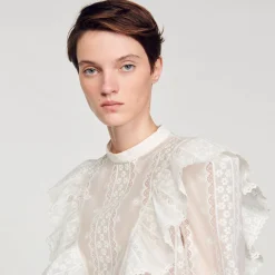 Sandro Paris Tops & Camisas<Top Corto Con Bordado Ingles