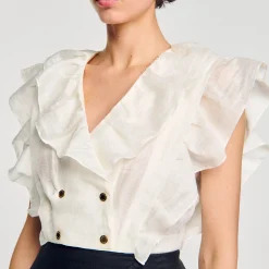 Sandro Paris Tops & Camisas<Top Corto Con Volantes