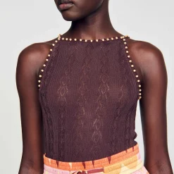 Sandro Paris Jerseys & Cárdigans<Top De Punto Con Pedreria