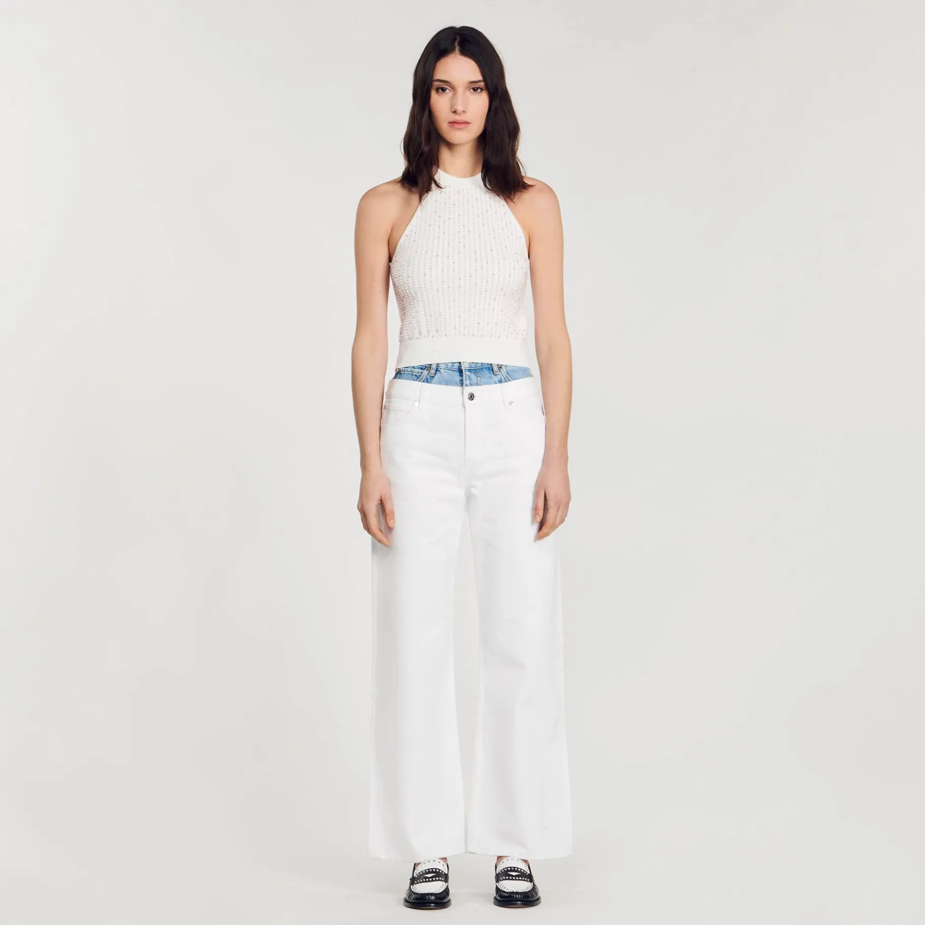 Sandro Paris Jerseys & Cárdigans<Top De Punto Decorado Con Perlas