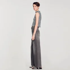 Sandro Paris Camisetas<Top Fruncido Con Lentejuelas