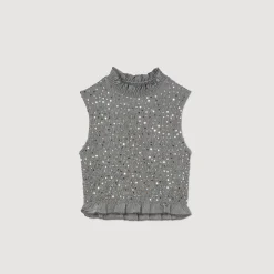 Sandro Paris Camisetas<Top Fruncido Con Lentejuelas