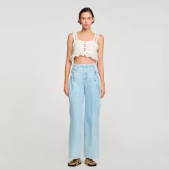 Sandro Paris Vaqueros<Vaquero Ancho Con Pinzas