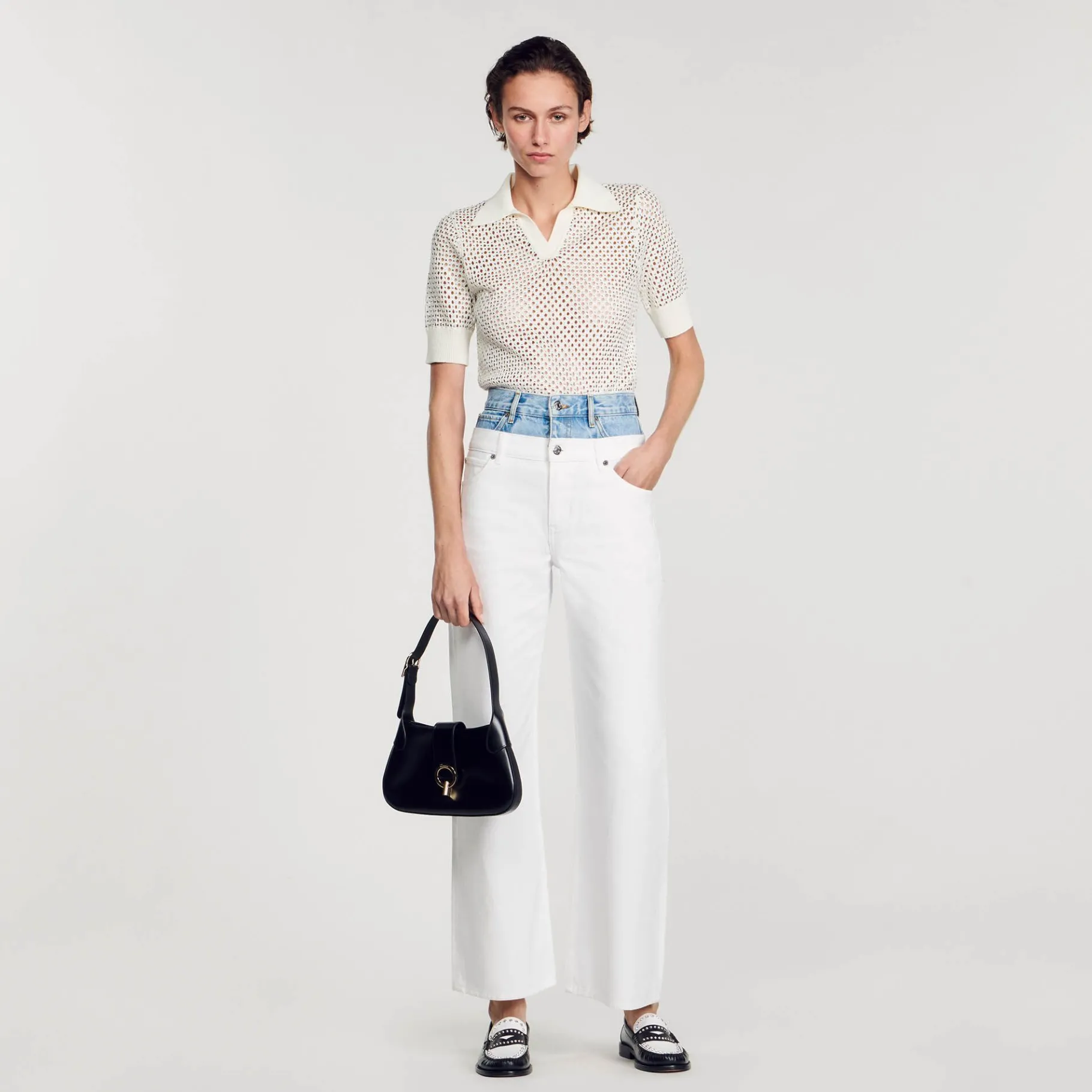 Sandro Paris Vaqueros<Vaquero Bicolor Con Doble Cintura