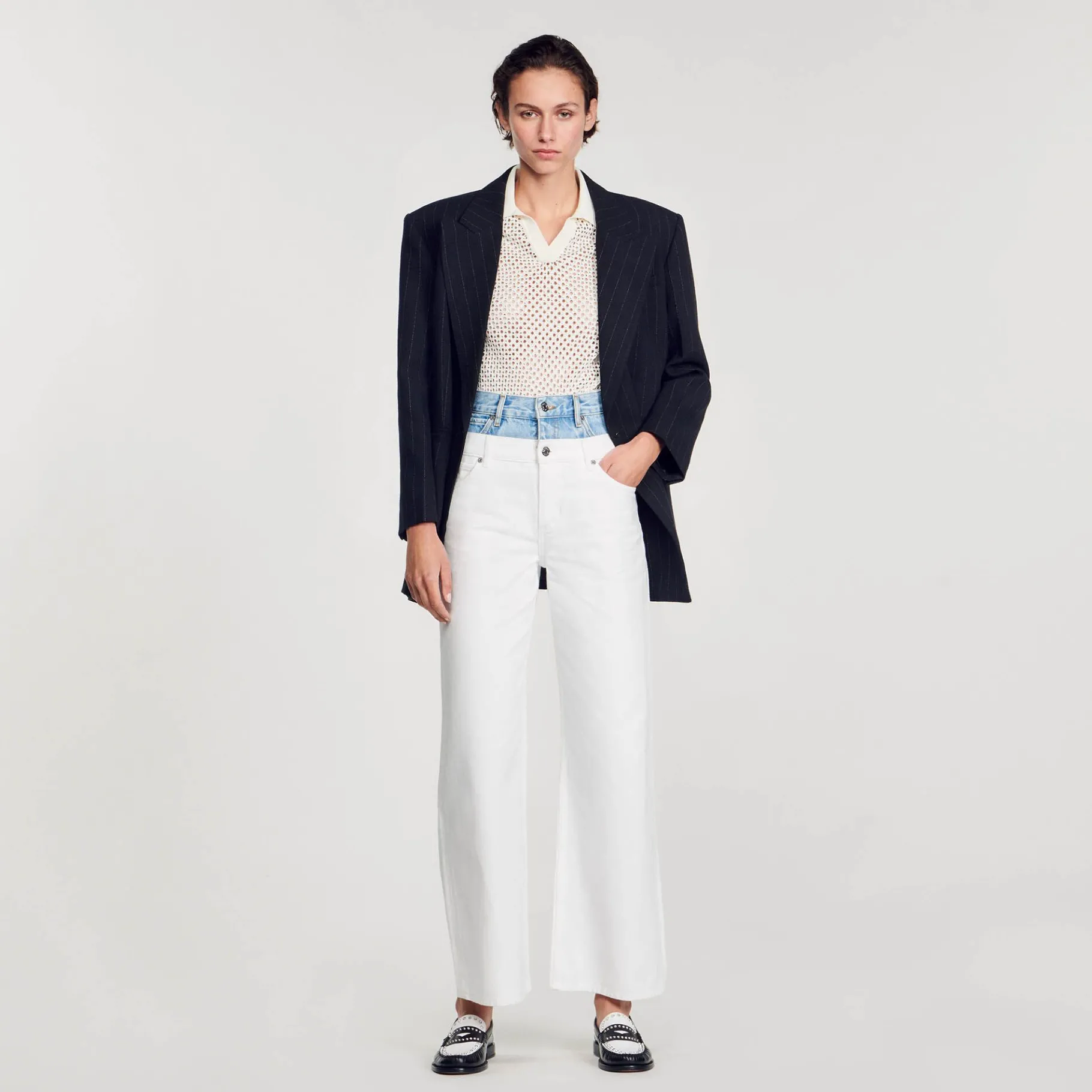 Sandro Paris Vaqueros<Vaquero Bicolor Con Doble Cintura