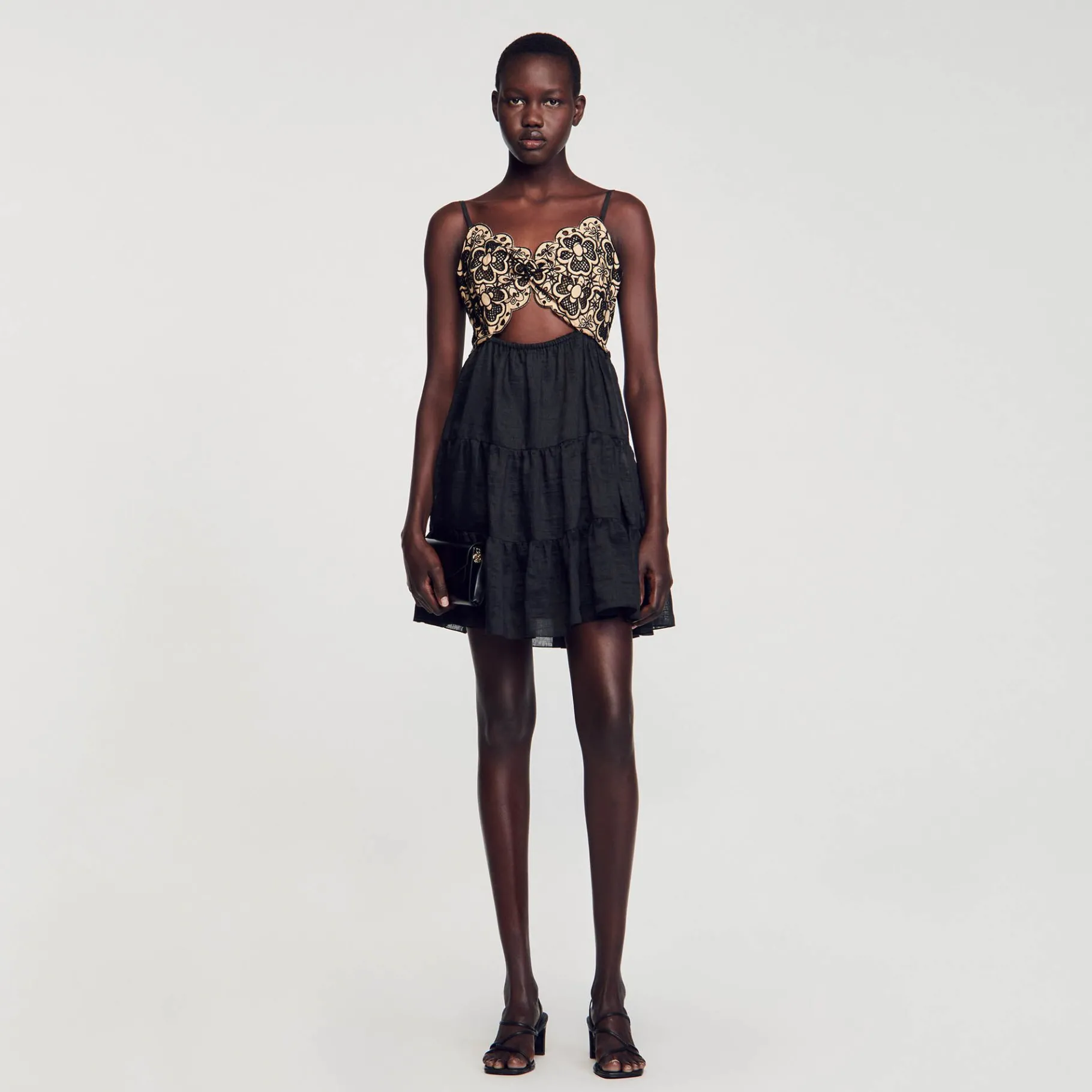 Sandro Paris Vestidos<Vestido Bicolor Bordado