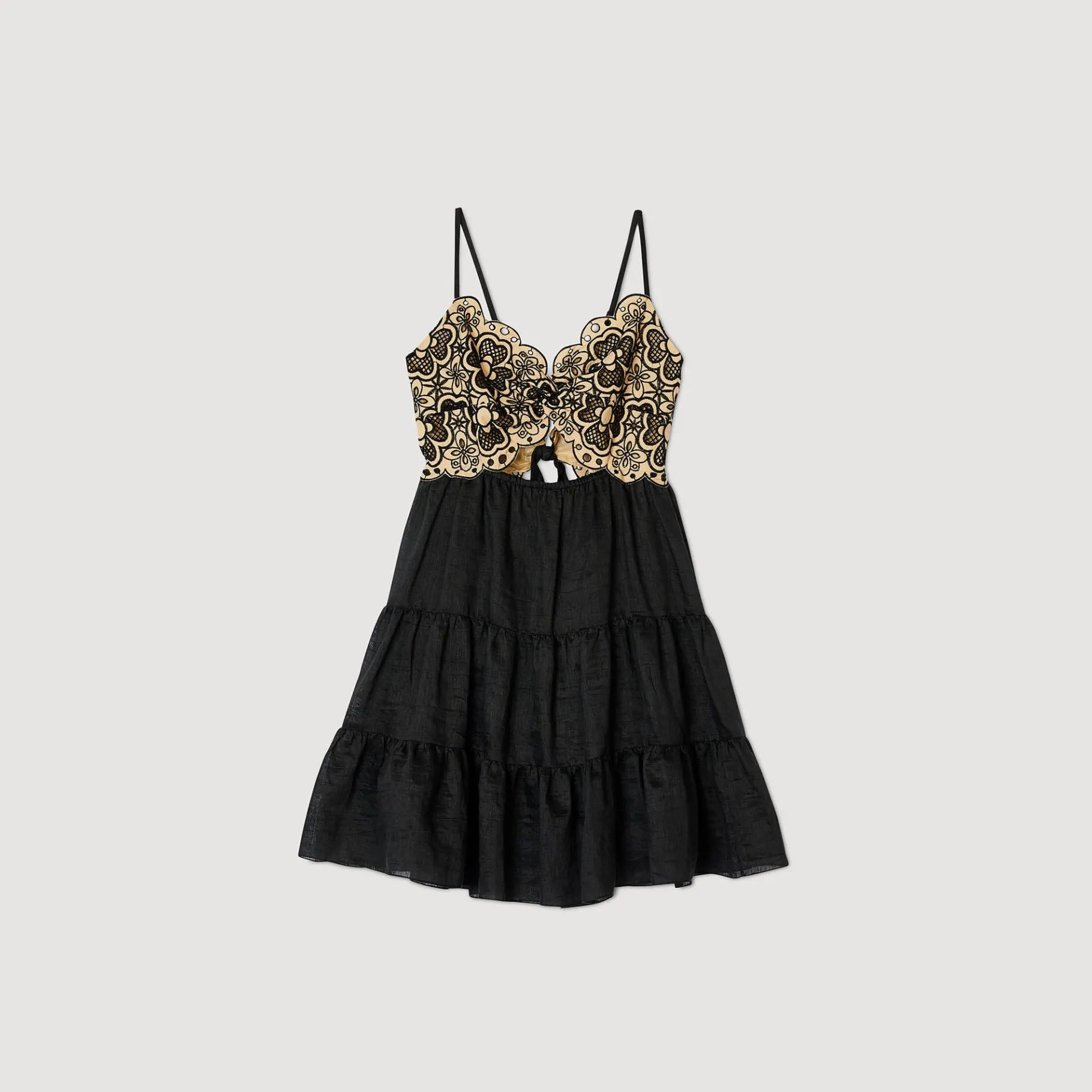 Sandro Paris Vestidos<Vestido Bicolor Bordado