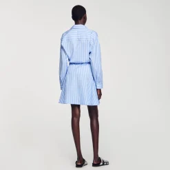 Sandro Paris Vestidos<Vestido Camisero Anudado A Rayas
