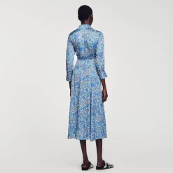 Sandro Paris Vestidos<Vestido Camisero Midi Con Flores