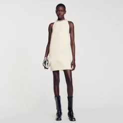 Sandro Paris Vestidos<Vestido Con Cuello Con Bisuteria