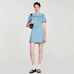 Sandro Paris Vestidos<Vestido Corto Abotonado De Tweed