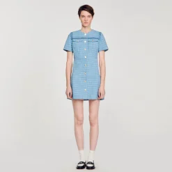 Sandro Paris Vestidos<Vestido Corto Abotonado De Tweed