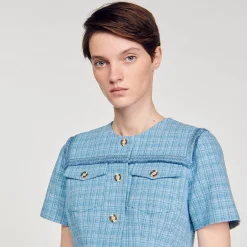 Sandro Paris Vestidos<Vestido Corto Abotonado De Tweed