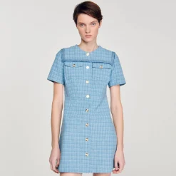 Sandro Paris Vestidos<Vestido Corto Abotonado De Tweed