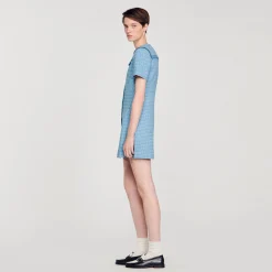 Sandro Paris Vestidos<Vestido Corto Abotonado De Tweed