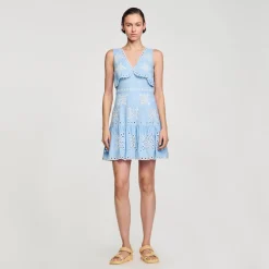 Sandro Paris Vestidos<Vestido Corto Con Bordado Ingles