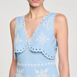 Sandro Paris Vestidos<Vestido Corto Con Bordado Ingles