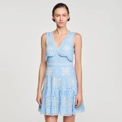 Sandro Paris Vestidos<Vestido Corto Con Bordado Ingles
