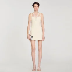 Sandro Paris Vestidos<Vestido Corto Con Detalle De Perlas