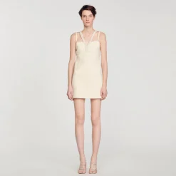 Sandro Paris Vestidos<Vestido Corto Con Detalle De Perlas