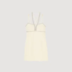 Sandro Paris Vestidos<Vestido Corto Con Detalle De Perlas