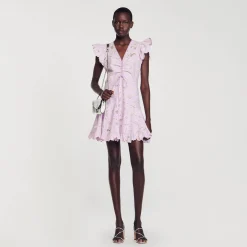 Sandro Paris Vestidos<Vestido Corto De Guipur Con Margaritas