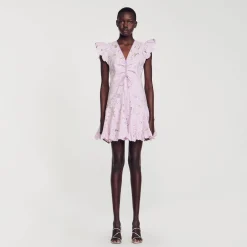 Sandro Paris Vestidos<Vestido Corto De Guipur Con Margaritas