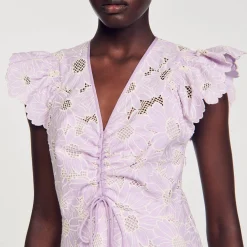 Sandro Paris Vestidos<Vestido Corto De Guipur Con Margaritas