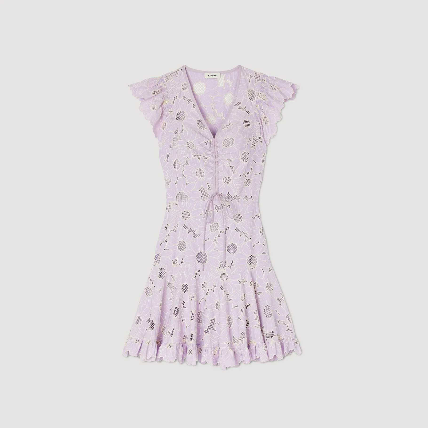 Sandro Paris Vestidos<Vestido Corto De Guipur Con Margaritas